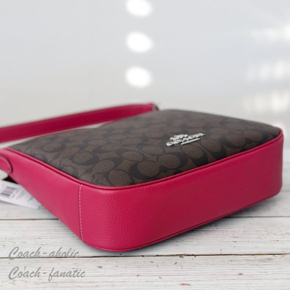 NWT Coach C1649 Ellie File Bag In Signature Canvas Brown/Bright Violet - Picture 10 of 12